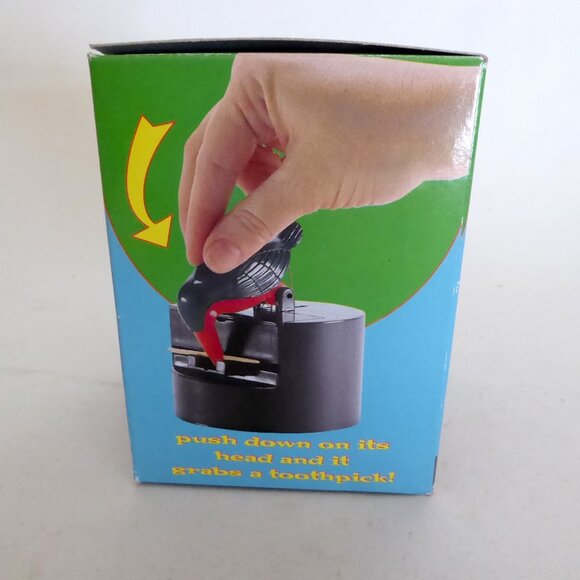 NEW VINTAGE BLACK BIRD WOODPECKER TOOTHPICK HOLDER DISPENSER - Picture 7 of 10